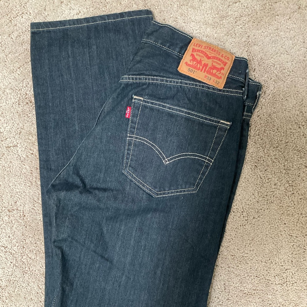 Levi's Men's Dark Blue 501 Straight Leg Jeans
